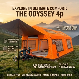 Tente gonflable robuste grande capacité 6 personnes, idéale pour <span class=keywords><strong>le</strong></span> glamping, imperméable, résistante aux UV, portable pour festivals et événements musicaux - Product Image 2