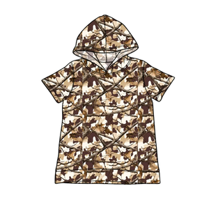 Chemise à capuche à manches longues pour garçons, style décontracté, motif branches de chasse, en coton et élasthanne, pour enfants et frères, vente en gros, collection boutique personnalisée - Product Image 2