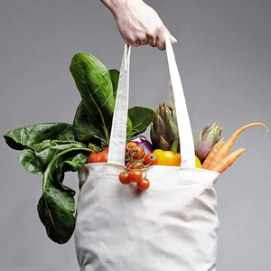 Bolso de compras reutilizable de lona de algodón personalizado blanco liso bordado personalizado - Product Image 5