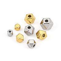 Perles entretoises géométriques à facettes en acier inoxydable plaqué or 18 carats pour la fabrication de bijoux DIY - Vente en gros