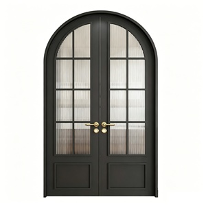 Puertas de Entrada Arqueadas Francesas de Lujo para Villa, Personalizadas, con Aislamiento Acústico, Acabado en Aleación de Aluminio y Madera, Resistentes a la Intemperie - Product Image 1