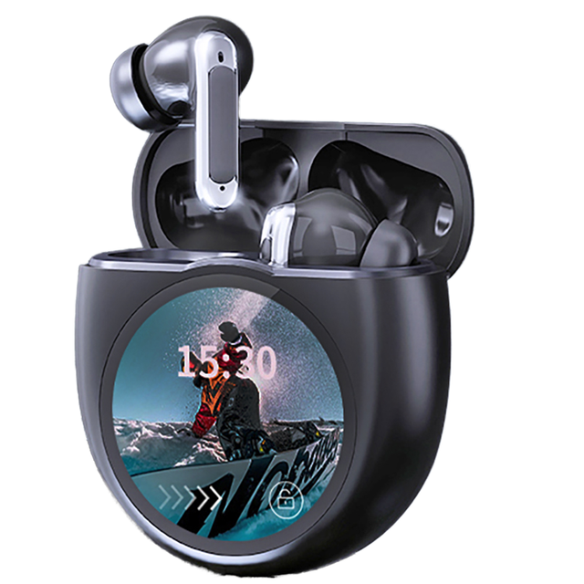 YX35 TWS Wireless Earbuds 450mAh Charger Box Touch LCD Screen 15 Functions Dual Playback Headset TF Card BT Speaker LED Battery