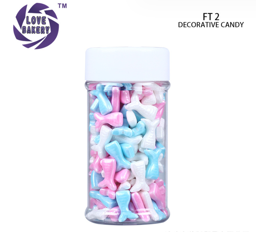 Queue de poisson rose, blanc et bleu-130g