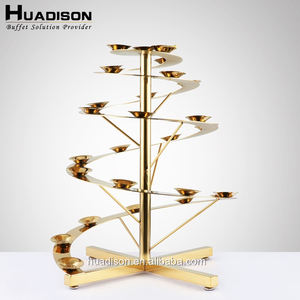 Huadison Catering Supplies Royal Gold Buffet Display Risers Stainless Steel Spiral Catering <strong>Stand</strong> for Wedding Party Decorations - Product Image 2
