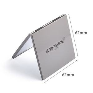 Miroir de poche personnalisé avec logo, miroir compact de luxe gris mat, double face - Product Image 4