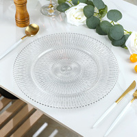Assiette plate en verre créative avec bord doré et motif incrusté, assiette de service pour steak, design minimaliste moderne électroplaqué, assiette à dîner