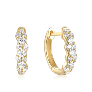 CANNER Boucles d'oreilles créoles Huggies classiques simples plaquées or 18 carats, hypoallergéniques, 100 % argent sterling S925, zircone 5A - Product Image 1