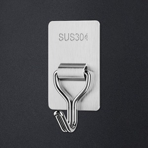 Stainless Steel Wall <b>Hooks</b> SUS304 <b>Adhesive</b> Punch Free For Bathroom Kitchen Storage Organization - Product Image 4