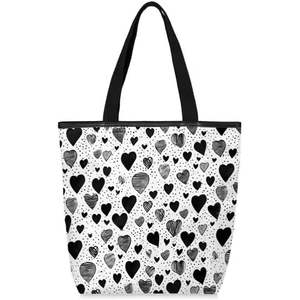 YGPARK Bolso de lona mediano con bolsillo interior con cremallera para compras en la playa y viajes Diseño de novia bordado - Product Image 1