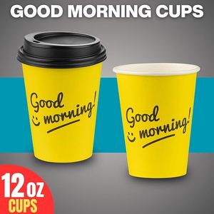 Vaso de Papel con Funda, Estampado en Oro Caliente, Vaso de Papel Kraft para Café con Tapa y Funda - Product Image 4