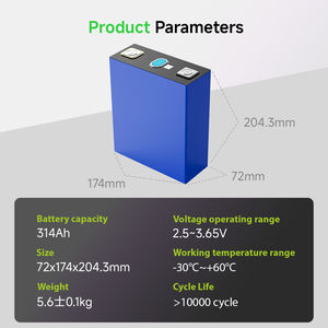 Celda Prismática LiFePO4 <span class=keywords><strong>3.2V</strong></span> 314Ah Grado A. Batería de ciclo profundo para EV, carritos de golf, almacenamiento solar y marino - Product Image 2