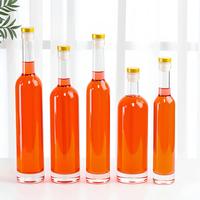 Groothandel 375ml 500ml elegante, heldere, hoogwaardige glazen fles voor ijsdessert, wijn, likeur, fruitazijn, lang, slank, met kurk