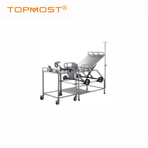 Table d'opération gynécologique en acier inoxydable haut de gamme, manuelle, à manivelle unique, lit d'examen obstétrical - Product Image 1