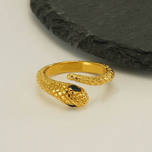 Zogxin Snake Shape Gold <b>Ring</b> <b>Adjustable</b> Animal Design Unisex Jewelry - Product Image 2