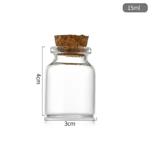 Mini pastilla de borosilicato de 30mm, tubo de prueba pequeño de vidrio, frasco de vidrio, frasco de aceite esencial con corcho