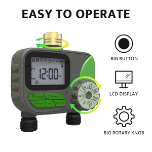Garmerain pengatur waktu air Digital cerdas, Penghitung waktu air taman warna hijau + abu-abu, baterai 2 AA dapat disesuaikan, frekuensi irigasi - Product Image 4