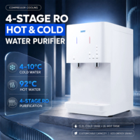 Distributeur d'eau sans bouteille sur pied, chaud/froid, filtration RO 4 étapes, UV, refroidissement par compresseur, purificateur, usage domestique en plastique