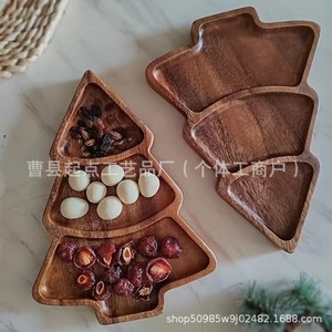 ถาดไม้รูปต้นคริสต์มาส 3 ช่อง สำหรับเสิร์ฟขนม ตกแต่งบ้าน และจัดแสดงอาหาร - Product Image 1