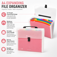 Carpeta Expandible de Colores con Diseño de Asa Portátil, 13 Bolsillos, Tipo Acordeón, para Archivos, Productos de Archivo