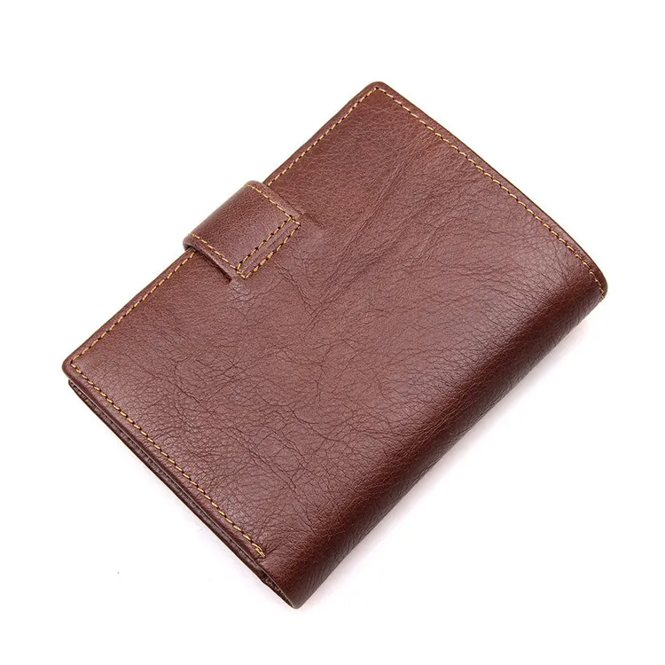 Produsen grosir dompet kulit asli motif kulit asli Top Grain mewah dompet kulit pria dengan ukiran Laser ramping desainer Vintage