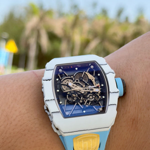 Reloj de pulsera mecánico automático de lujo de alta gama, único, con tourbillon, esqueleto de fibra de carbono blanca 3501, resistente al agua, para hombre - Product Image 2