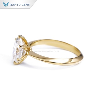 Tianyu Gems classique unisexe coupe ovale Moissanite bague en diamant plaqué or pur pour mariage fiançailles anniversaire cadeau fête - Product Image 4