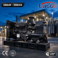 Groupe électrogène diesel à châssis ouvert 280 kW 350 kVA, moteur Cummings, triphasé 400 V 50 Hz, pour service continu et alimentation de secours