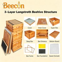 Kit complet de ruche Langstroth neuve à 3 niveaux et 10 cadres, avec cadres en pin pour l'apiculture
