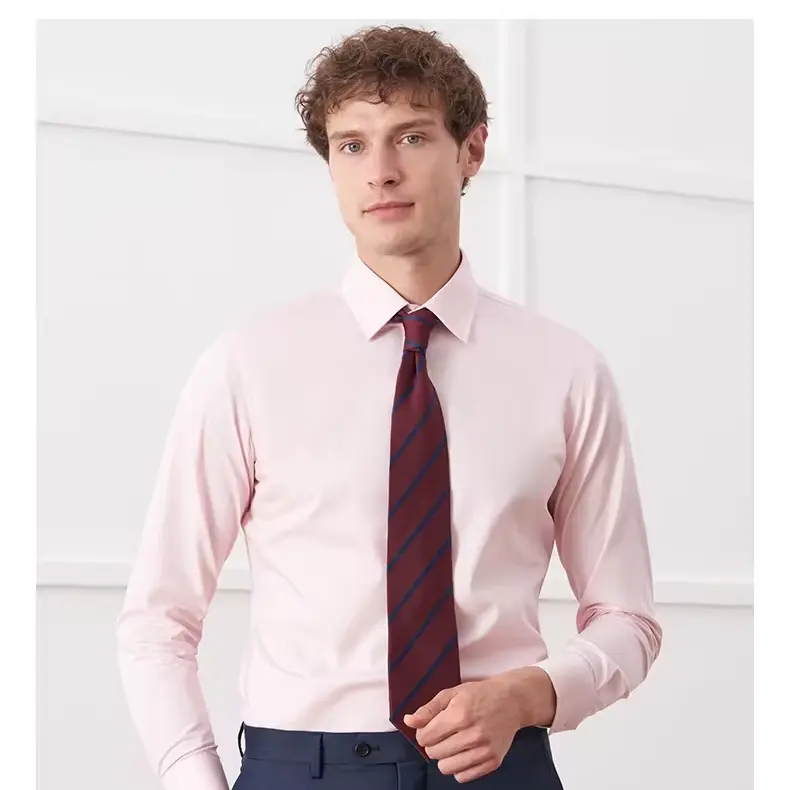 Pink casual shirt men's long-sleeved business suit shirt men bridegroom wedding slim-fit shirt