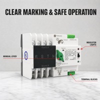 CNFLY 4P Din Rail Inverter PV Tiga Fasa Saklar Pemilih Transfer Otomatis Daya Ganda Tipe PC 63A 100A 125A 10kA Kemampuan Pemutusan