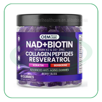 Compléments alimentaires pour cheveux, peau et ongles à marque privée : NAD+, Biotine, Vitamine K2 & D3, Zinc, Peptides de Collagène et Resvératrol – Gummies NAD+ Biotine