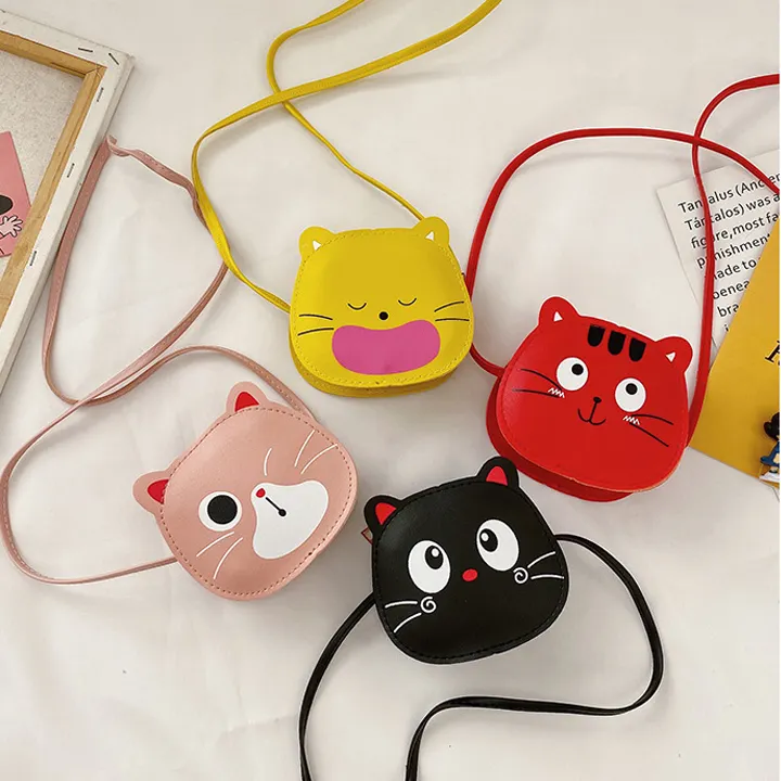 Kids Cartoon Animal Cute Cat Coin Purse Wallet Toddler Baby Girl Mini Pu Leather Crossbody Shoulder Bag para crianças