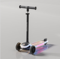 Trottinette Enfant Moderne et Populaire, Pliable, à Trois Roues, Hauteur Réglable, avec Lumières LED et Frein Arrière