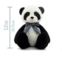Neuer Schwarz-Weißer Sitzender Panda Weiche Niedliche Kuschelpuppe mit Kariertem Halstuch Geburtstags- und Weihnachtsgeschenke Panda Plüschtier