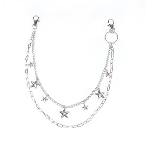 Cadena de Cintura de Doble Capa con Anillo Metálico y Colgante de Estrella, Estilo Hip Hop, Casual, de Aleación de Zinc, Unisex, Cadena Corporal de Moda - Product Image 5