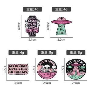 Gothic Cartoon Alien Emaille Brosche Pins Halloween UFO Raum Broschen Goth Freunde Revers Abzeichen für Kleidung Rucksack Metall Handwerk - Product Image 6