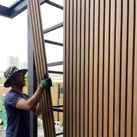 Revêtement mural extérieur en WPC imitation bois résistant aux UV pour façade de villa de jardin
