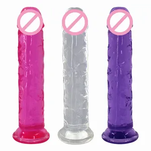 Mainan seks Vagina wanita, kristal silikon cair warna-warni Dildo besar untuk masturbasi wanita