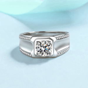 ファッションビジネスタイプS925スターリングシルバーVvs Dカラー1 CT Moissaniteメンズリング結婚婚約 - Product Image 4