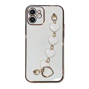 Luxury Gold Frame Cartoon Heart-shaped Convenient Mobile Phone Case For Phone14/13/12/x/xs/pro