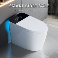 WC intelligent avec siège chauffant, télécommande, chasse d'eau automatique, matériau céramique, cuvette allongée, à poser au sol, siphon en S