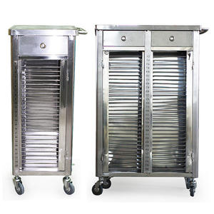 Chariot médical en acier inoxydable 370-850x380-400x810-1520mm avec 4 roulettes et verrouillage individuel, chariot d'hôpital durable - Product Image 1