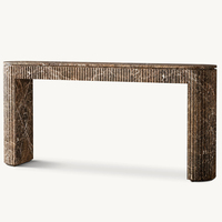 Table console moderne de luxe personnalisée KUMUSI, finition marbre Dark_Emperado, élégante et étroite, pour salon