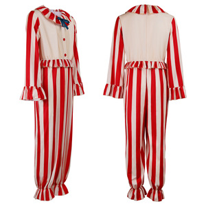 Cornfield Clown Cosplay Costume Red White Striped Jumpsuit Halloween Party Role Play Costume Adult Size - Product Image 5
