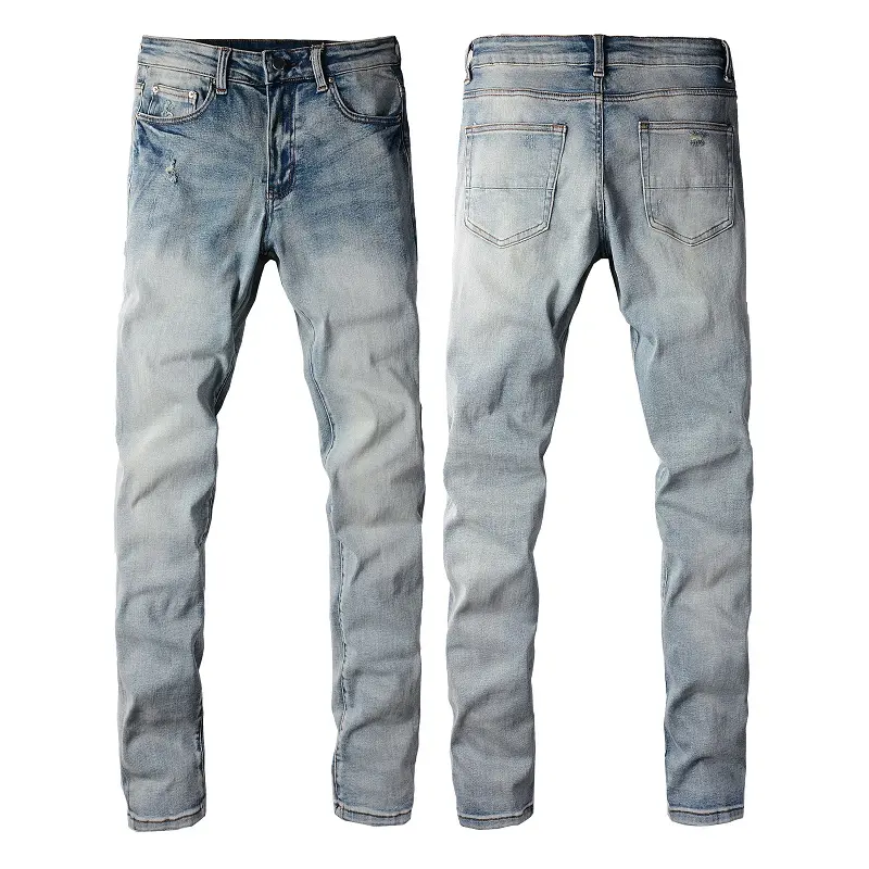 custom high quality blue para hombre. slim fit ripped skinny denim trousers pants men jeans for men size 32- 30