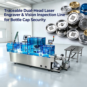 Système de marquage et de gravure au laser à fibre intelligent BMG Industrial 4.0 avec caméra CCD et alignement automatique pour les couvercles de bouteilles en aluminium - Product Image 2