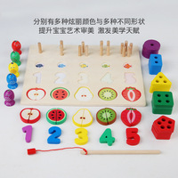Apprentissage précoce 4 en 1 forme tableau assorti enfants Puzzles éducatifs jeu Montessori colonne géométrie forme cognitive jouets en bois