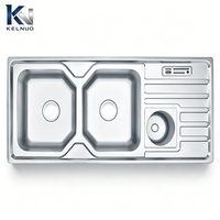 Évier de cuisine double en acier inoxydable avec revêtement nano, taille personnalisée, vente en gros d'usine