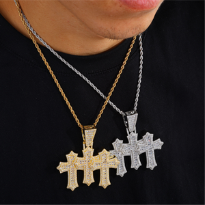 Colgante Ankh de Moissanita Iced Out, Plata de Ley 925, VVS, Amuleto Llave de la Vida Egipcia, Engaste Baguette, Brillante, Certificado GRA, Pasa el Test de Autenticidad - Product Image 1