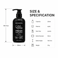 Flacon pompe vide en plastique HDPE 250 ml pour savon liquide, écologique, rechargeable, noir mat, distributeur de savon pour les mains, parfum frais, pour la maison